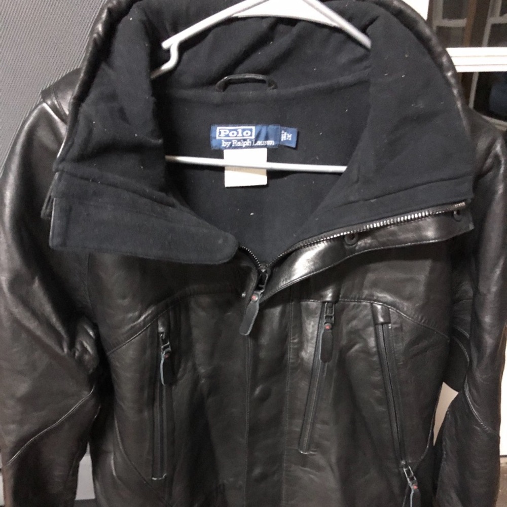 Hooded leather jacket